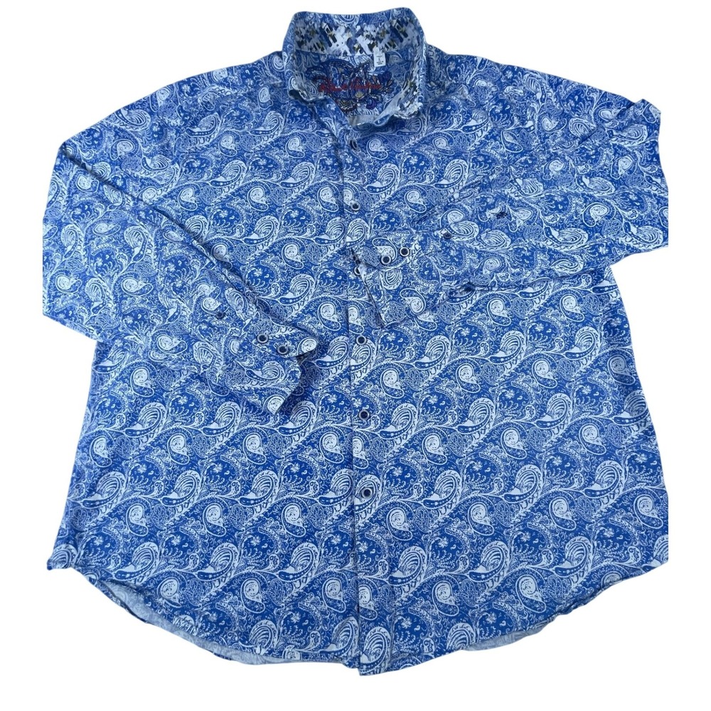Robert Graham Button Down  Mens L Blue Paisley Classic Fit Long Sleeve Cotton